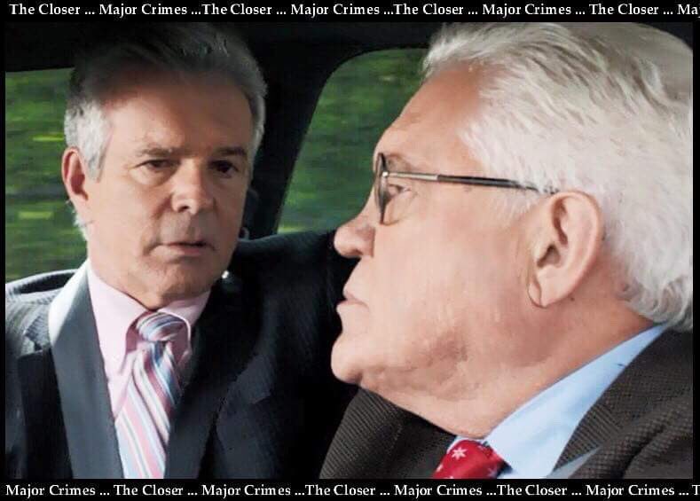 bridgette_TN's tweet photo. Seriously Provenza? You couldnβt just say thank you to Sharon for the donuts this morning? π No Flynn, the ranking officer should always buy! ππ Happy #MrGrumpyDay #LtFlynn #LtProvenza #TheCloser #MajorCrimes #TonyDenison #GWBailey https://t.co/BZ33CnjNlu