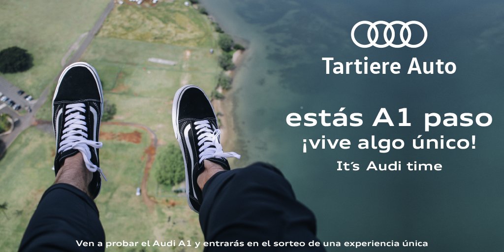 Si sueñas con volar en parapente, tu coche es el Audi A1. Ven a probarlo a <a href="/TartiereAuto/">Tartiere Auto</a>  ​ antes del 15 de junio y entrarás en el sorteo de una experiencia única <a href="/Vivobox/">Vivobox</a>   ¡Elige la que más te guste! Solicita cita previa en goo.gl/w2WirP  #Audi #Asturias #AudiA1
