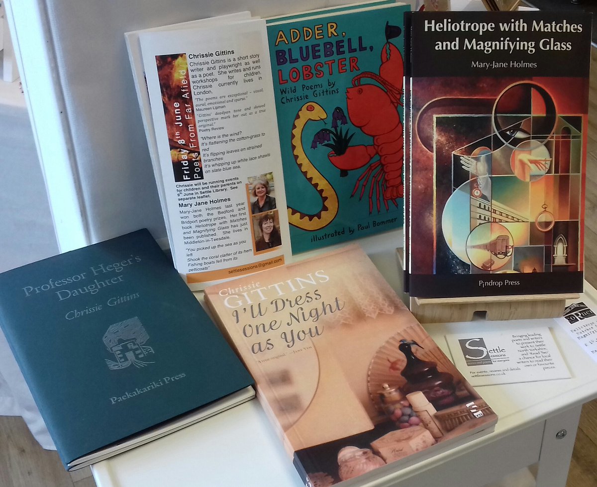 thecornersettle's tweet photo. if you enjoyed Settle Sessions on friday with Chrissie Gittins &amp; Mary-Jane Holmes but didn't manage to get one of their poetry collections then pop in &amp; see the books that we are selling. #settlesessions #bookshop #poetry #poetrybook #poet #childrenspoetry #readings https://t.co/3QvALIxUH4