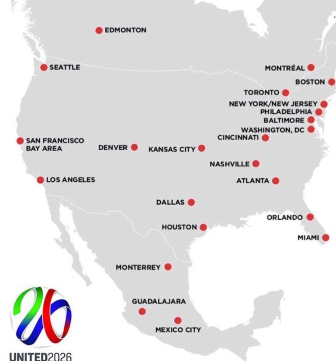 Aquí las sedes del Mundial Norteamérica 2026