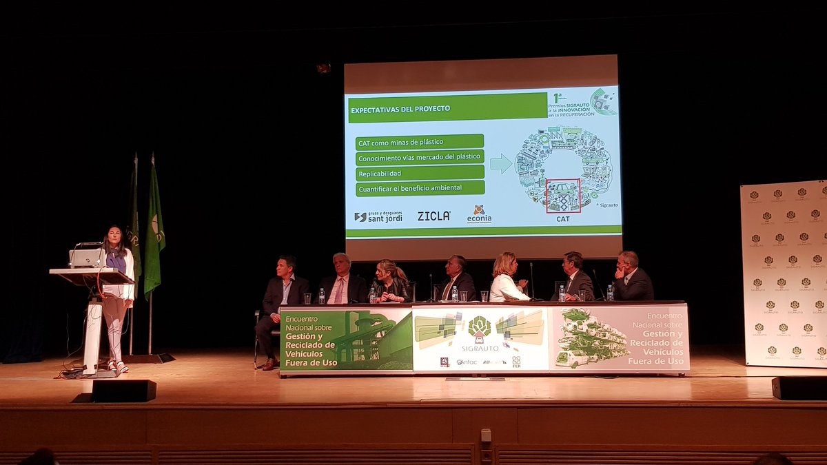 EconiaSL's tweet photo. @EconiaSL en colaboracion con @AutogruasSantJordi y @zicla_eus ha sido premiada por el proyecto #CarMining,  que investiga en el #reciclaje de #plásticos procedentes de #VFUS en la I Edicion de Premios a la #Sostenibilidad en el #VIIIEncuentroSIGRAUTO https://t.co/EJ68BgTb3j