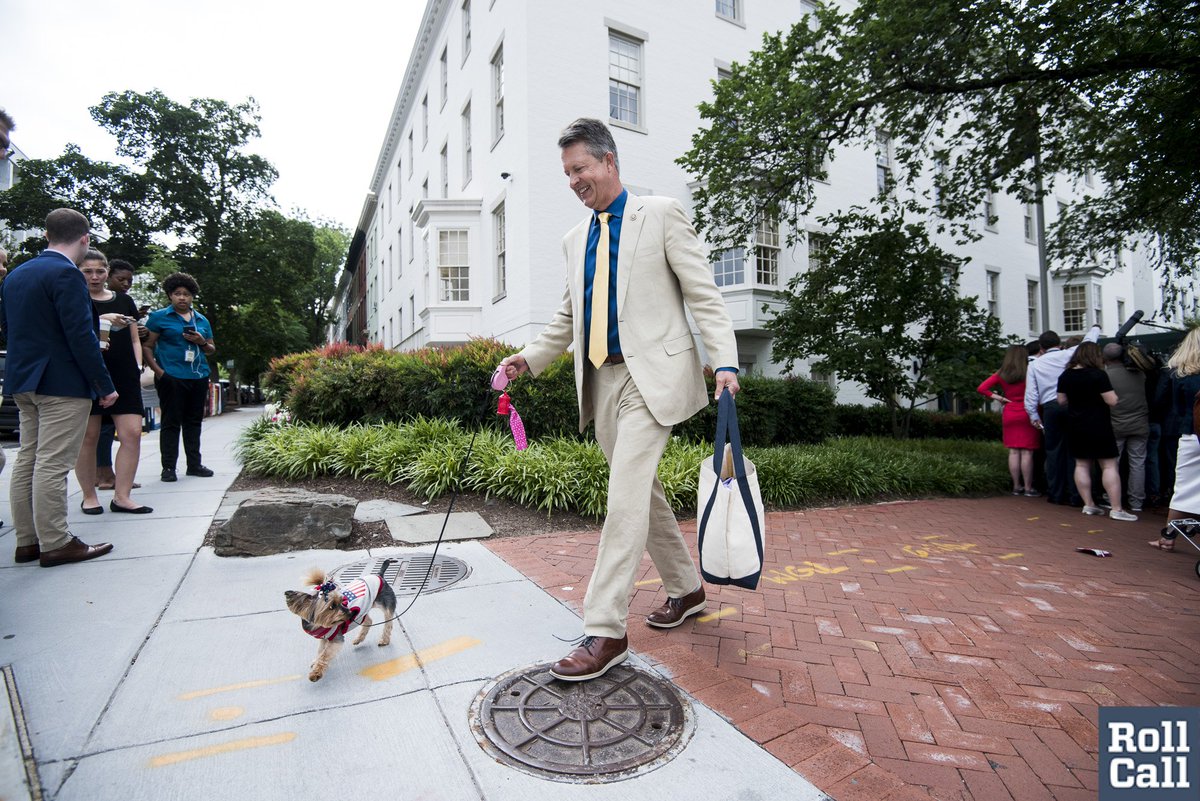 billclarkphotos's tweet photo. .@RogerMarshallMD leaves the House GOP caucus meeting with his dog Pepper this morning. #dogsofcongress https://t.co/TMcmJ1r0Yz