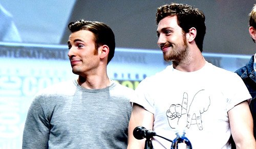 Happy birthday to Chris Evans and Aaron Taylor Johnson aaa 