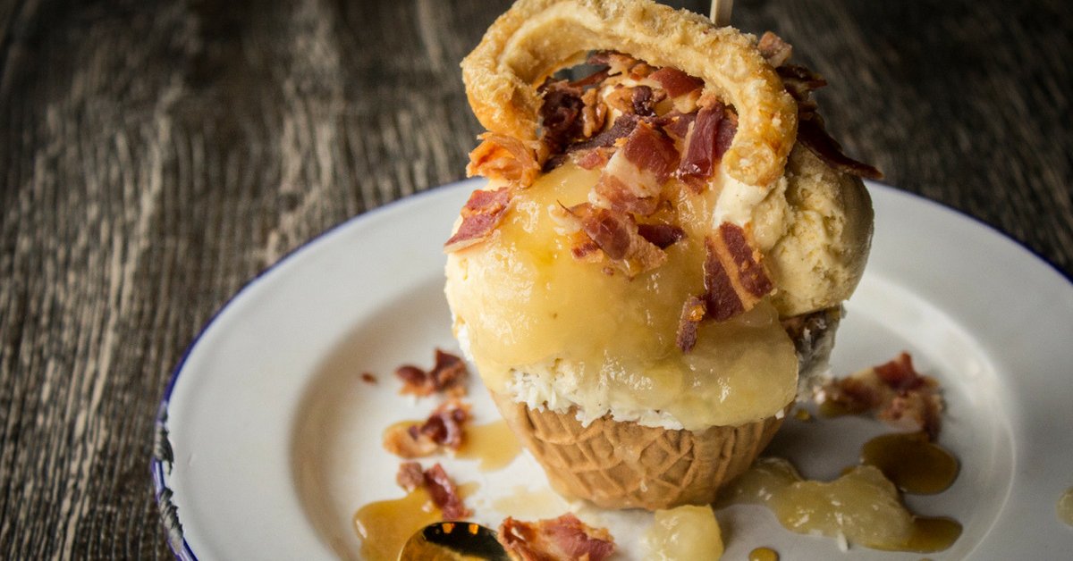 pieminister's tweet photo. Who knew Pork Pies could be sweet? Give it a try & tag us for the chance to #win a month of free ice cream π¦ Find out more: https://t.co/7E8J0tlSw4 #pieministersoftserve #softserve #canilickit #icecream #pieminister #summerofsoftserve https://t.co/O0WNa6pDoN
