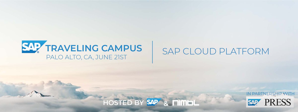 NIMBLnews's tweet photo. In the Bay Area and want to get hands-on training on SAP Cloud Platform?? Free of charge, fully interactive, and led by @sappress authors. Space is limited to the first 25 registrants. Sign up now! https://t.co/jEyBZc2zmH https://t.co/7KYa8qxhIT