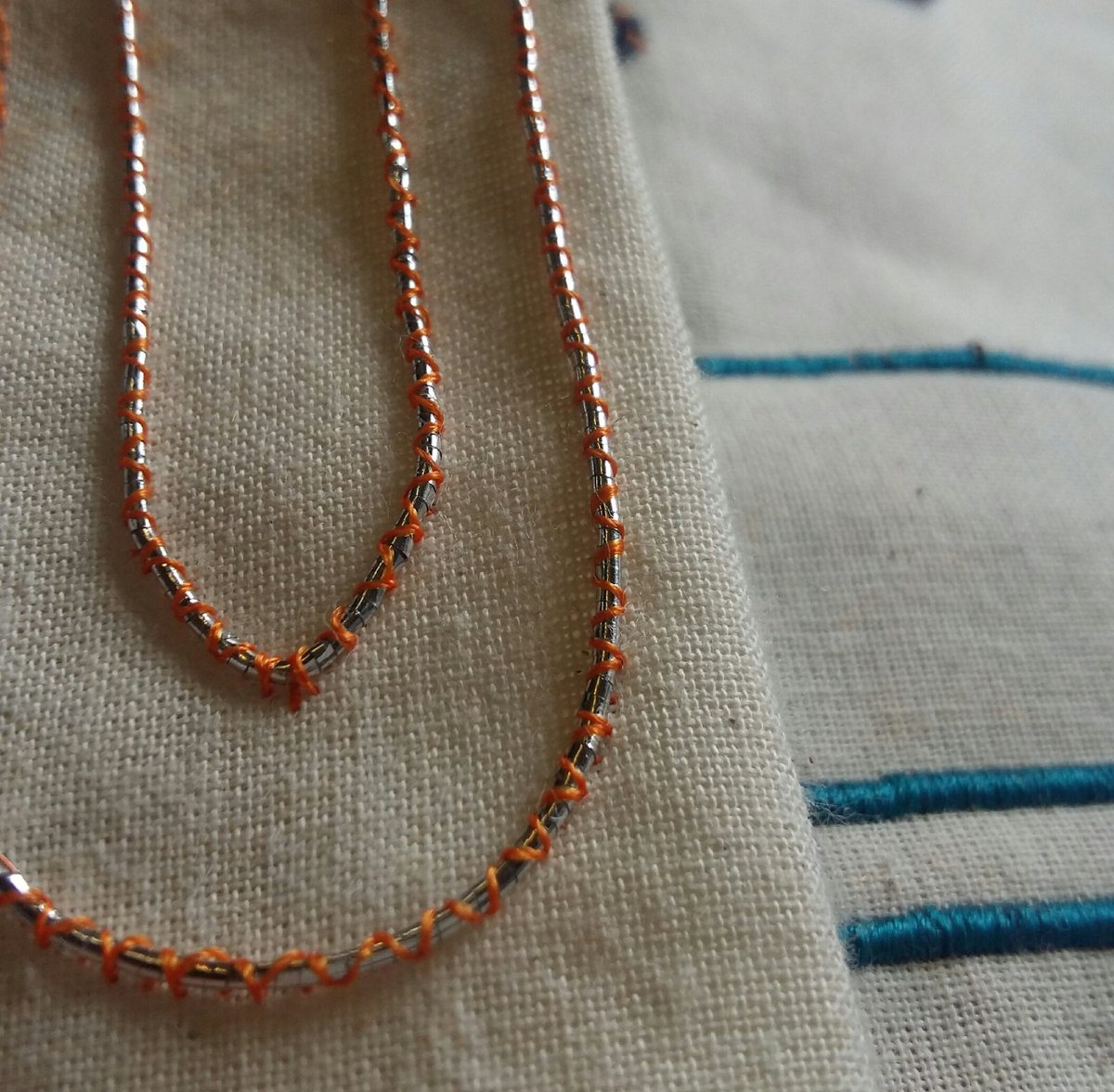 LMarriottDesign's tweet photo. I had lots of fun testing out different cording styles using a #zskmachine from @Embroid_Machine today, even managed to thread up, and stitch down some wire!
@Wilcom_Int #wilcom #stockssewingmachines. https://t.co/WvJ22SpqX8