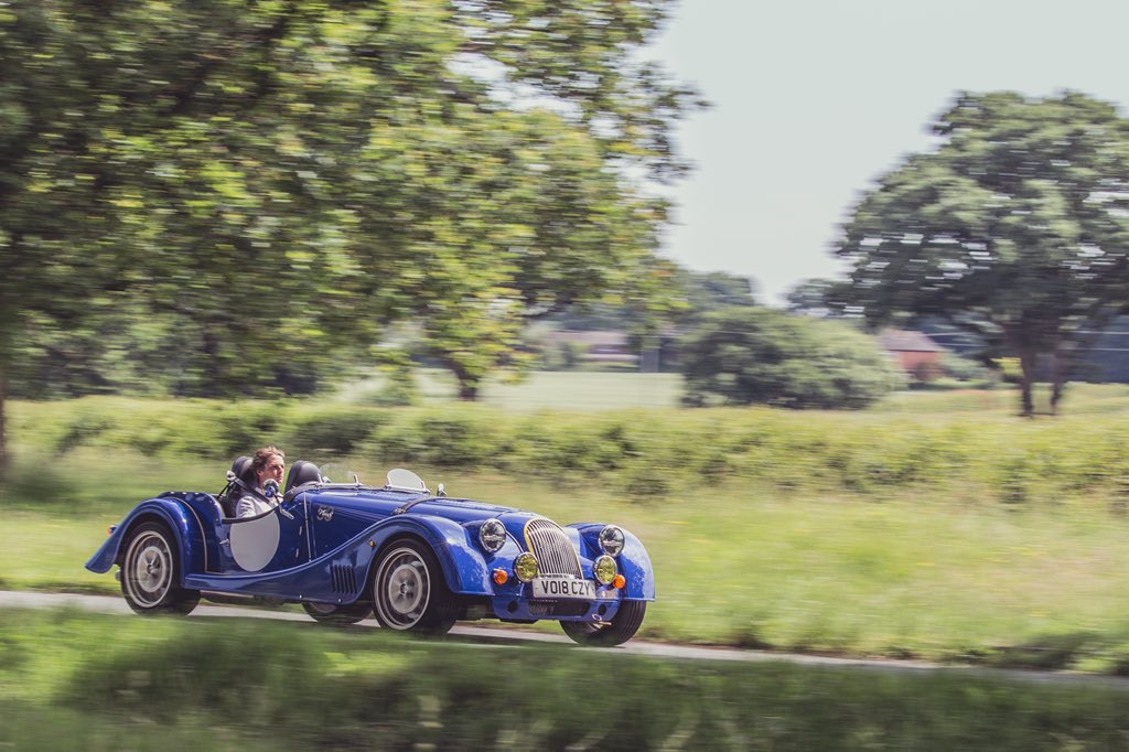 morganmotor's tweet photo. Racing driver and @ChrisWardLondon Challenger, @JodyFannin, getting to grips with the Plus 8 50th Anniversary Edition in the beautiful Worcestershire countryside #Plus850th https://t.co/Rw3hDjLSxb