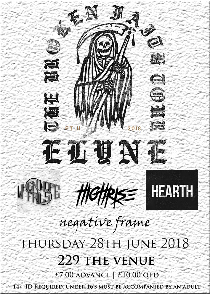 Lineup update! Italian superstars <a href="/elyneofficial/">ELYNE</a> will now be supported by <a href="/hearthband/">HEARTH</a> <a href="/when_hope_fails/">When Hope Fails</a> <a href="/highriseuk_/">HIGH RISE</a> and Negative Frame! Get your tickets at our site, 229thevenue.london!