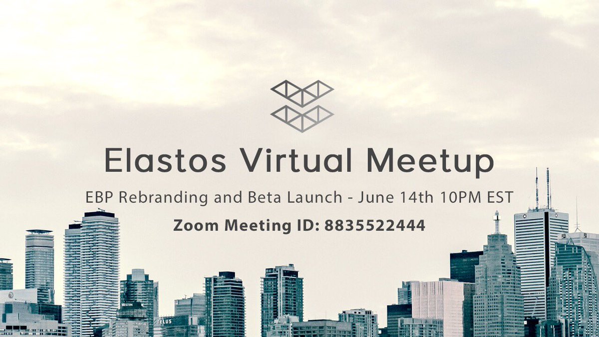 ElastosInfo's tweet photo. Elastos Virtual Meetup: EBP Rebranding and Beta Launch
Thursday, June 14th 22:00 EST
Meeting ID: 8835522444
Meetup Invite:
https://t.co/7OezZ0QsNV
#Elastos $ELA #ElastosVirtualMeetup https://t.co/c1RkaLt3it