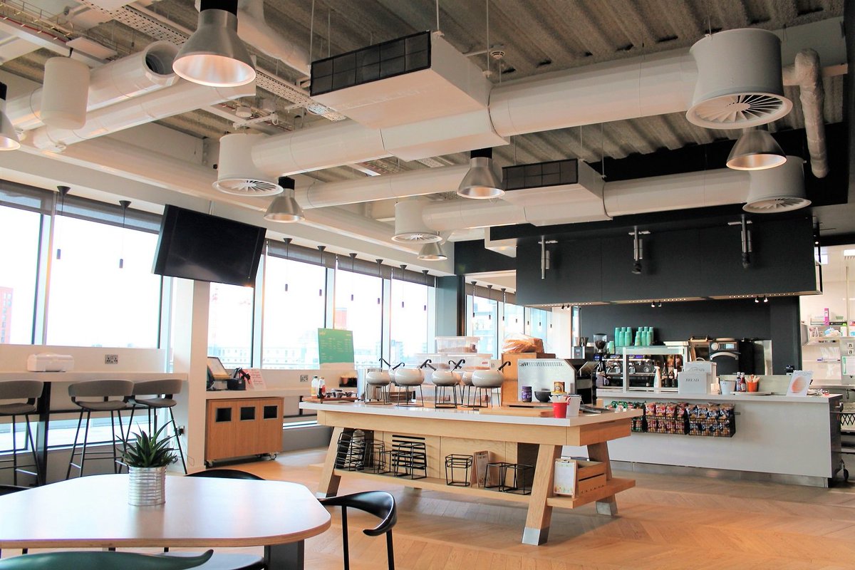 OscarAcoustics's tweet image. SonaSpray #AcousticSpray applied to #acoustically treat &amp;amp; decorate this #OfficeRestaurant.  #OfficeAcoustics are a #HotTopic at the moment &amp;amp; #Class0 #firerated #RecycledPaper SonaSpray range is the ideal solution. #InteriorDesign #hearingloss #WorkingForChange #Architecture