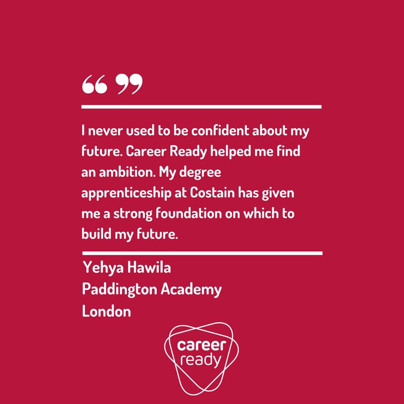 CareerReadyUK's tweet photo. Our #quoteoftheweek comes from Yehya, one of our former students @PaddingtonAcad who's now an apprentice @CostainGroup working on #crossrail 👇

Check out this great story by him on how an internship transformed his future > https://t.co/GNHC3Lj3HR https://t.co/32Hbviwod2