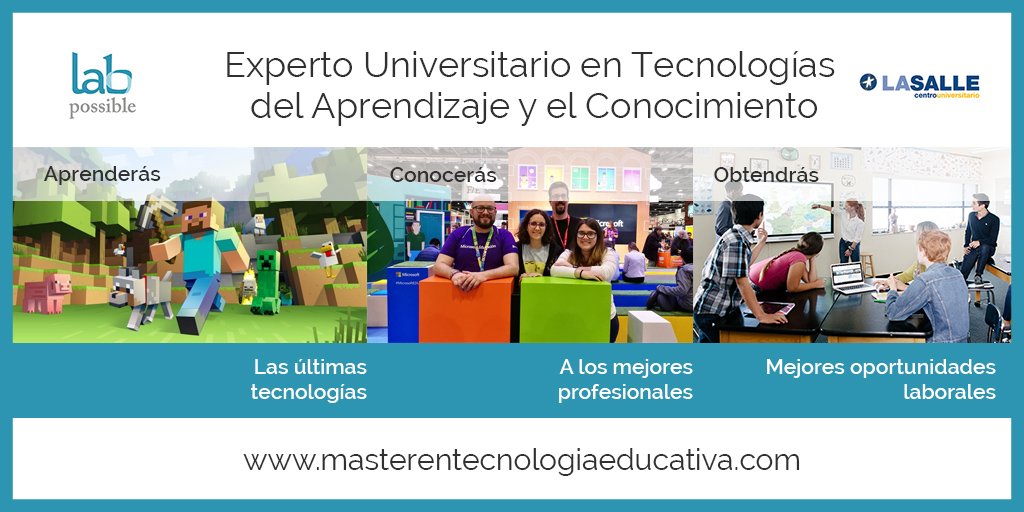 lab_possible's tweet photo. ¿Has terminado tus estudios y quieres completarlos? ¿Quieres reciclarte? ¿Deseas aprender al fin tecnologías para la educación? ¿Buscas trabajo?Empezamos en Octubre la 4ª edición del Experto en Tecnologías del Aprendizaje junto con @LaSalleMAD apúntate en https://t.co/hgL6qyIijV https://t.co/FcIEtp8pSp