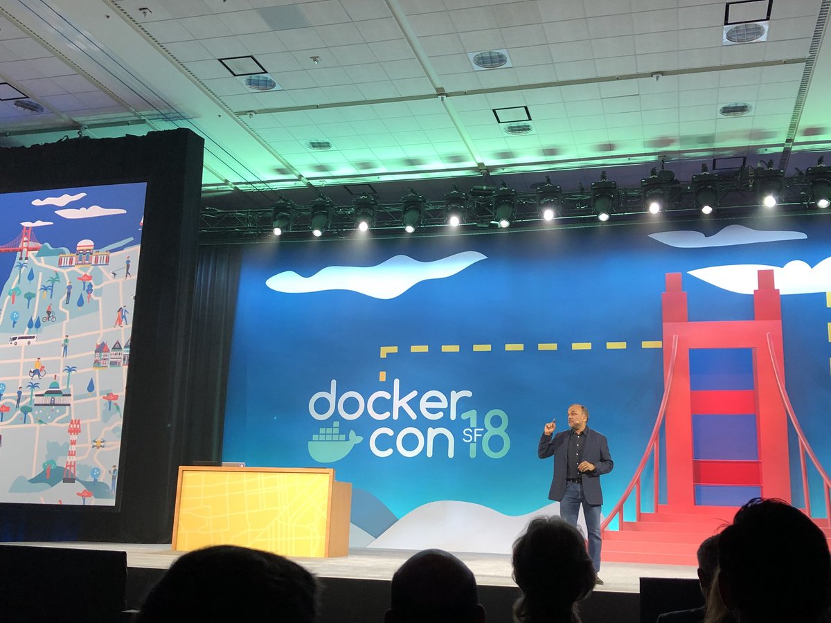JacqLum's tweet photo. .@warriors hype man introducing @Docker CEO/Chairman @SteveSSingh ! What what!!#DockerCon @DockerCon https://t.co/OQTCbAQUlH
