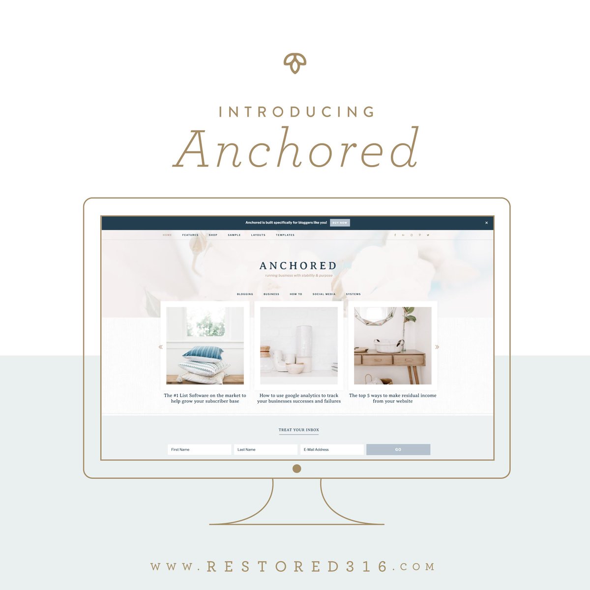 It's Launch Day!  Introducing our newest theme, Anchored! restored316designs.com/product/anchor… #genesiswp #wordpress