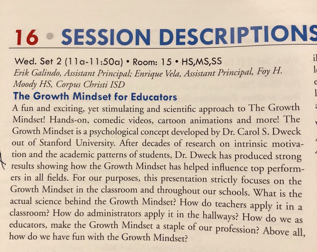 DrSandraClement's tweet photo. Moody Assistant Principal Erik Galindo presenting at his first state conference on “The Growth Mindset for Educators.” The room is standing room in the back. Moody proud of your leadership Mr. Galindo! #leadership #MoodySTRONG #TASSPsw18 #tassp1 https://t.co/WURUl1CXnZ