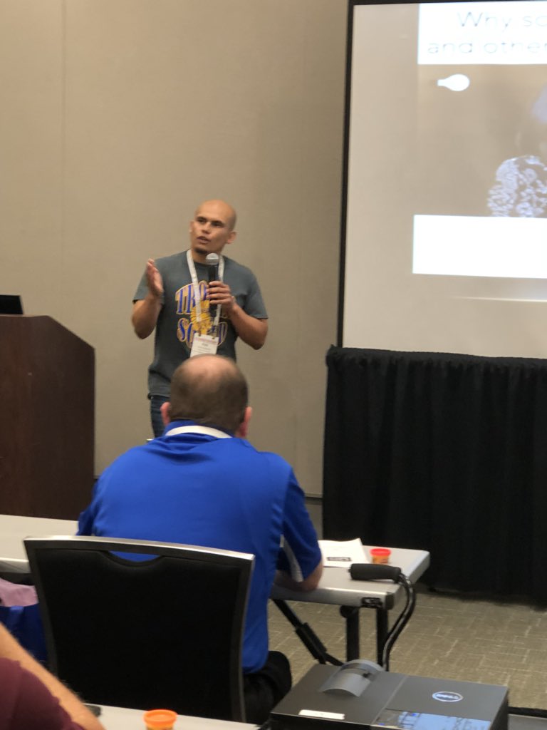 DrSandraClement's tweet photo. Moody Assistant Principal Erik Galindo presenting at his first state conference on “The Growth Mindset for Educators.” The room is standing room in the back. Moody proud of your leadership Mr. Galindo! #leadership #MoodySTRONG #TASSPsw18 #tassp1 https://t.co/WURUl1CXnZ