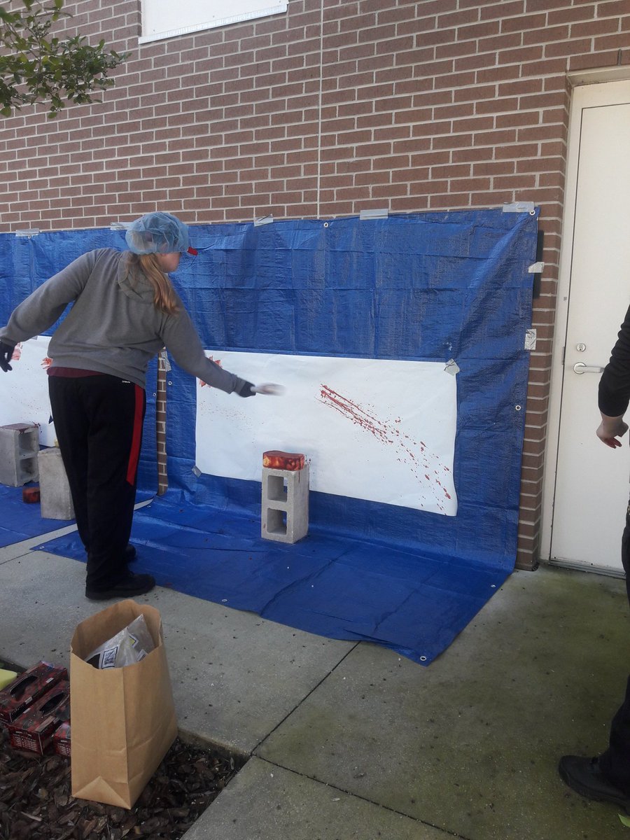 CourtDom28's tweet photo. @PHSCedu #Steam #camp with the @PascoSheriff office was messy but #fun! Today we studied the trajectory of blood splatter.  #notrealblood #ForensicCamp #GirlsInSTEM 👮‍♀️🔎? https://t.co/p7ibhrooIU
