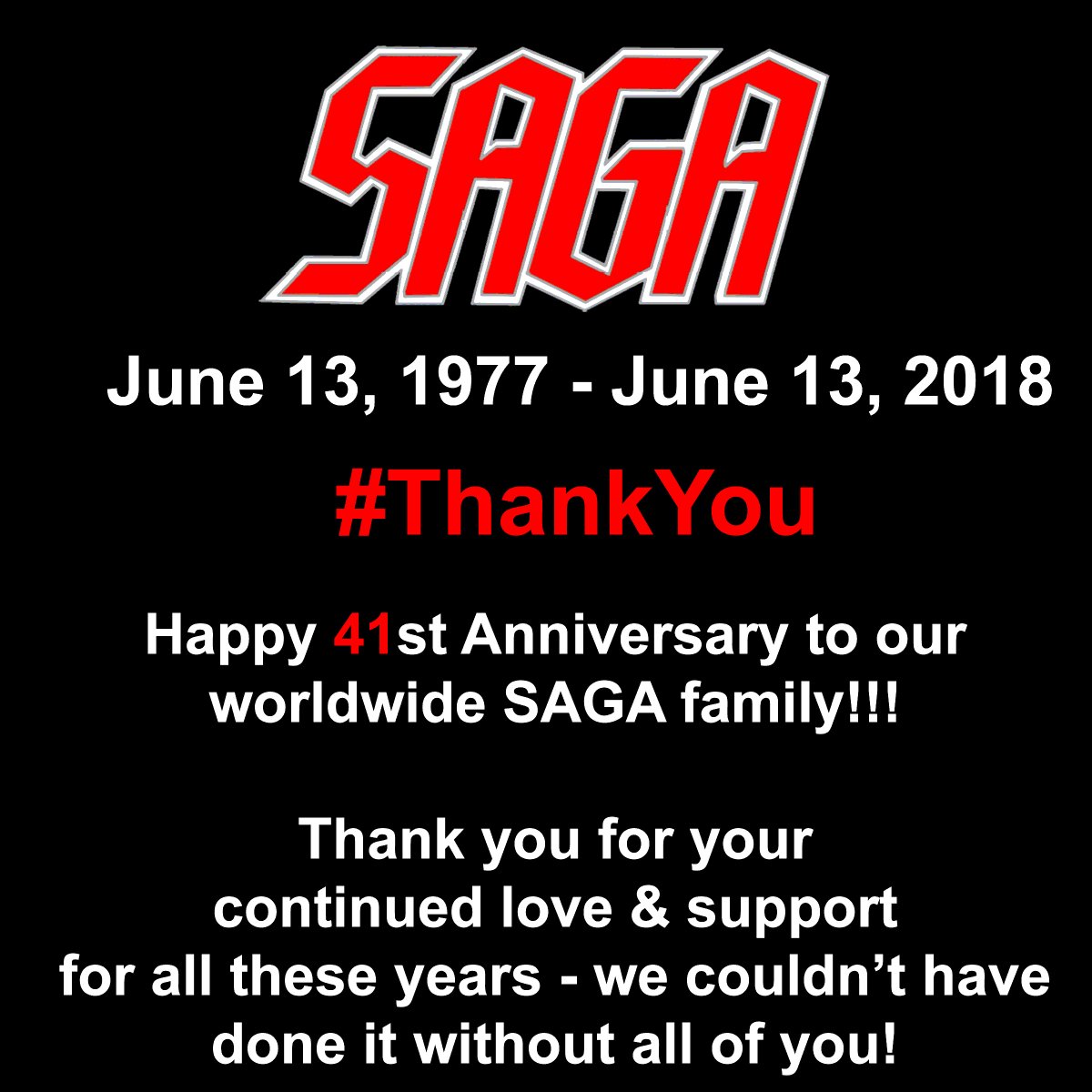 Michael_Sadler's tweet photo. #ThankYou #Family #SAGA #Music #Prog #SAGAFinalChapterTour
#41 #Anniversary https://t.co/Ct1frKrDai