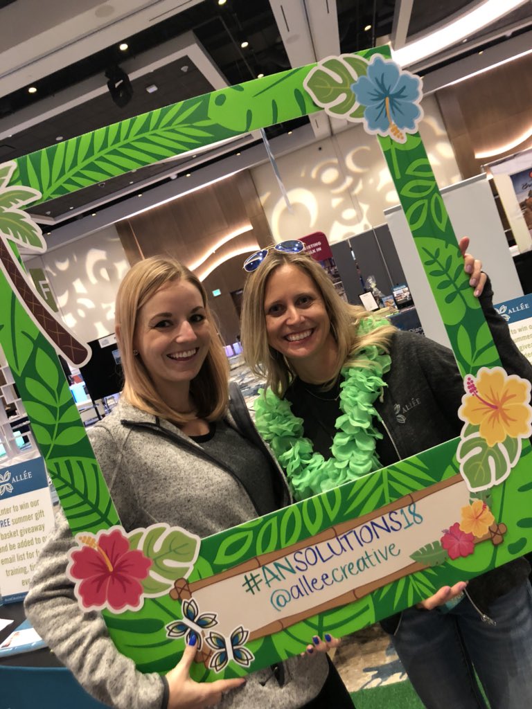 alleecreative's tweet photo. .@lena_stefani connecting with our friend Kelly from @vikingtrophies at #ANSolutions18 Come get your pic taken at our booth and we’ll tag you on social media, too!  #ownit https://t.co/PLQ166EG04