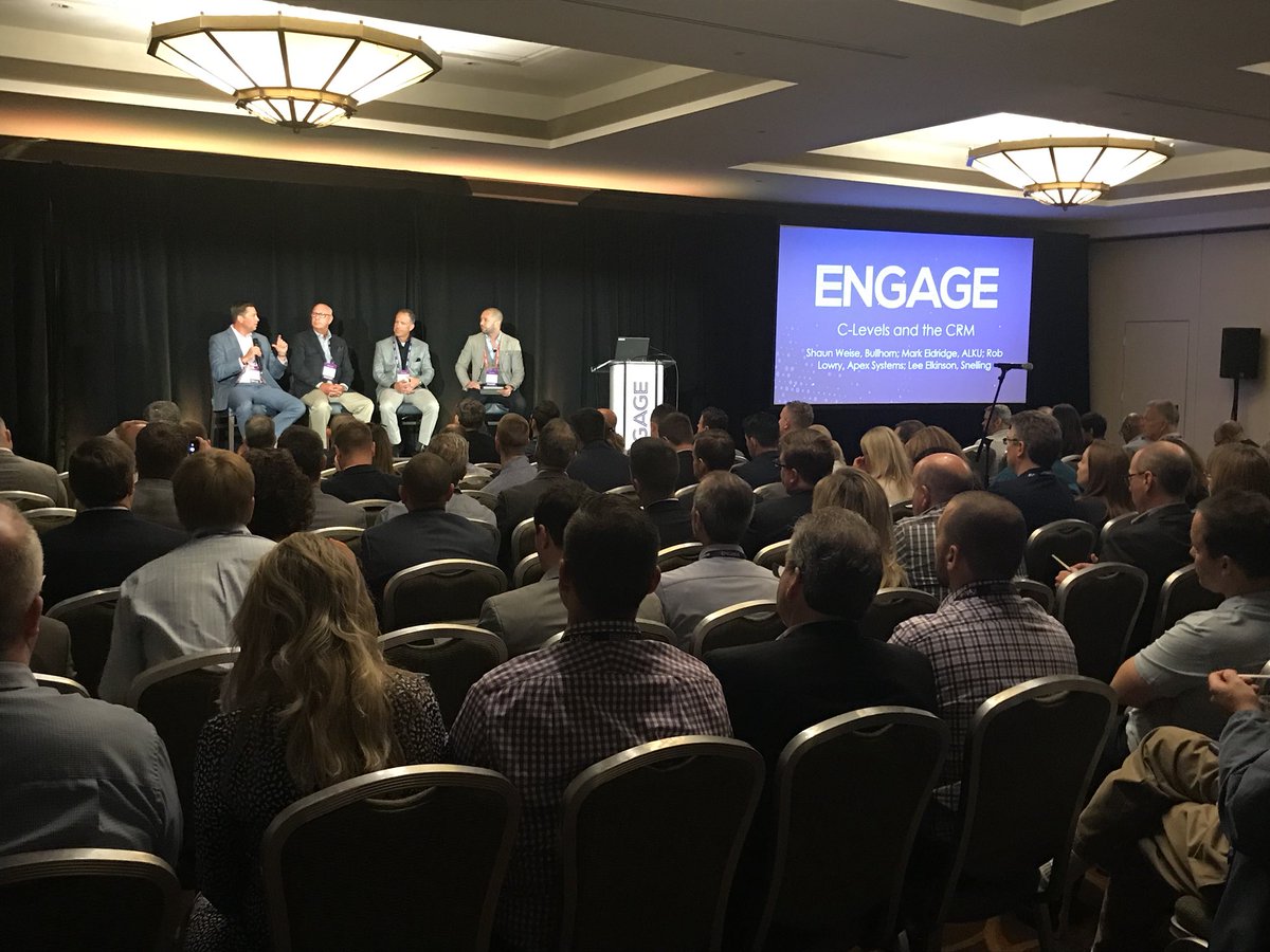 LMcKelvey's tweet photo. Kicking off #BullhornEngage with a standing room only session on C-levels &amp; the CRM hosted by @shaunjweise https://t.co/q9mNI789hi