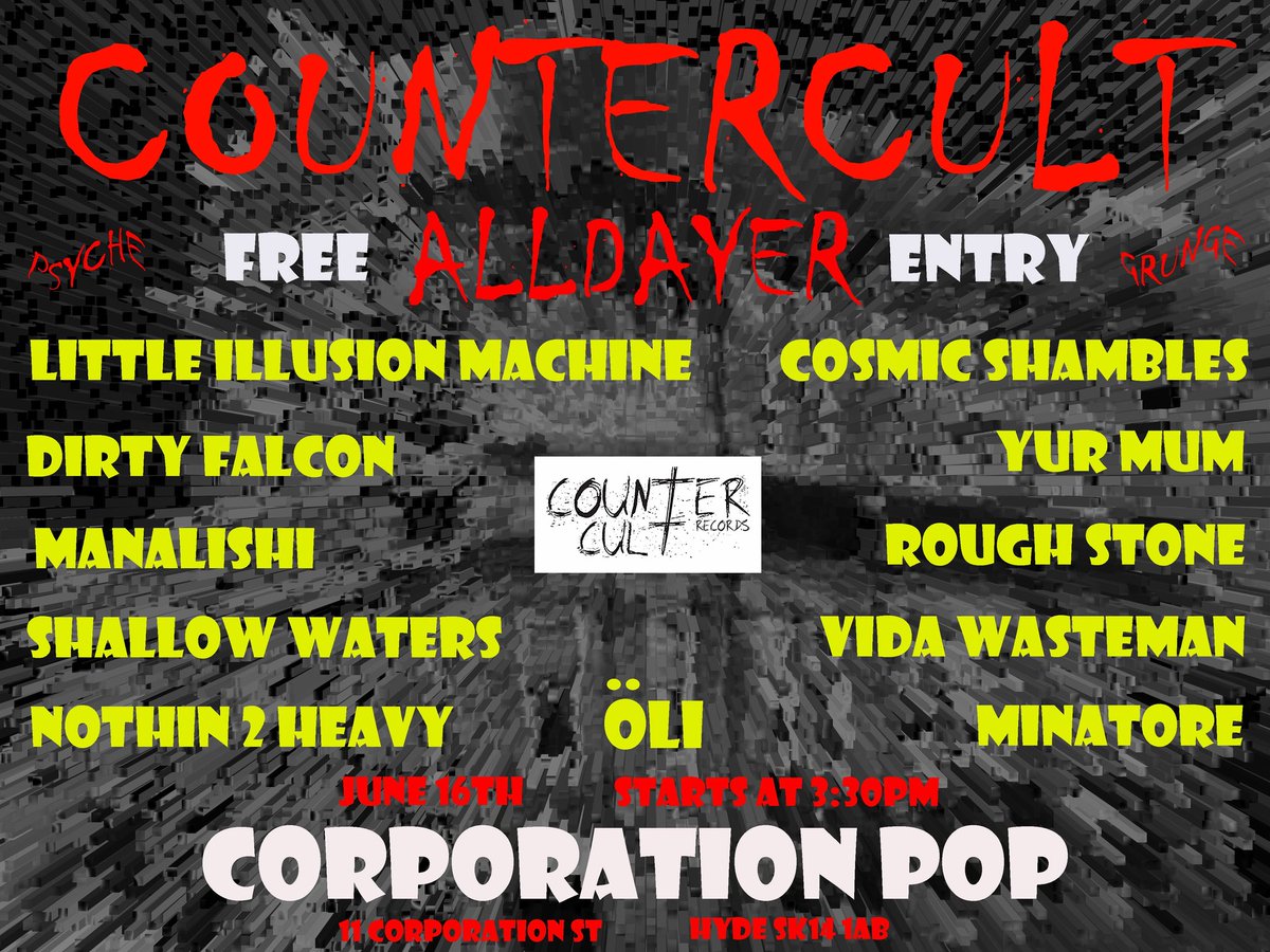 CounterCultRec's tweet photo. #CounterCult #Grunge #Rock #psych #altrock #bands #alldayer #POP #Hyde https://t.co/OQdJ8XOaNZ