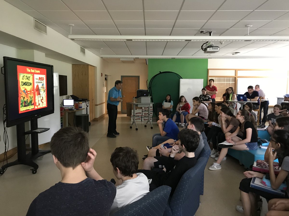 Ftn8SS's tweet photo. Mr. Rambone teaching #FTN8SS about SMS and the Cold War.  Duck and cover, children...#scarsdalemspride https://t.co/Gdi3U057nm