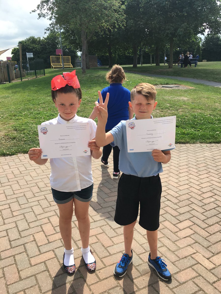 SimpsonsEagles's tweet photo. These two Eagles (amongst others) have been proudly awarded a certificate for taking part in yesterday’s tennis competition! They were keen to show it off. 🎾 @YorkshireSport @SimpsonsLane https://t.co/0zFmVTCX5N