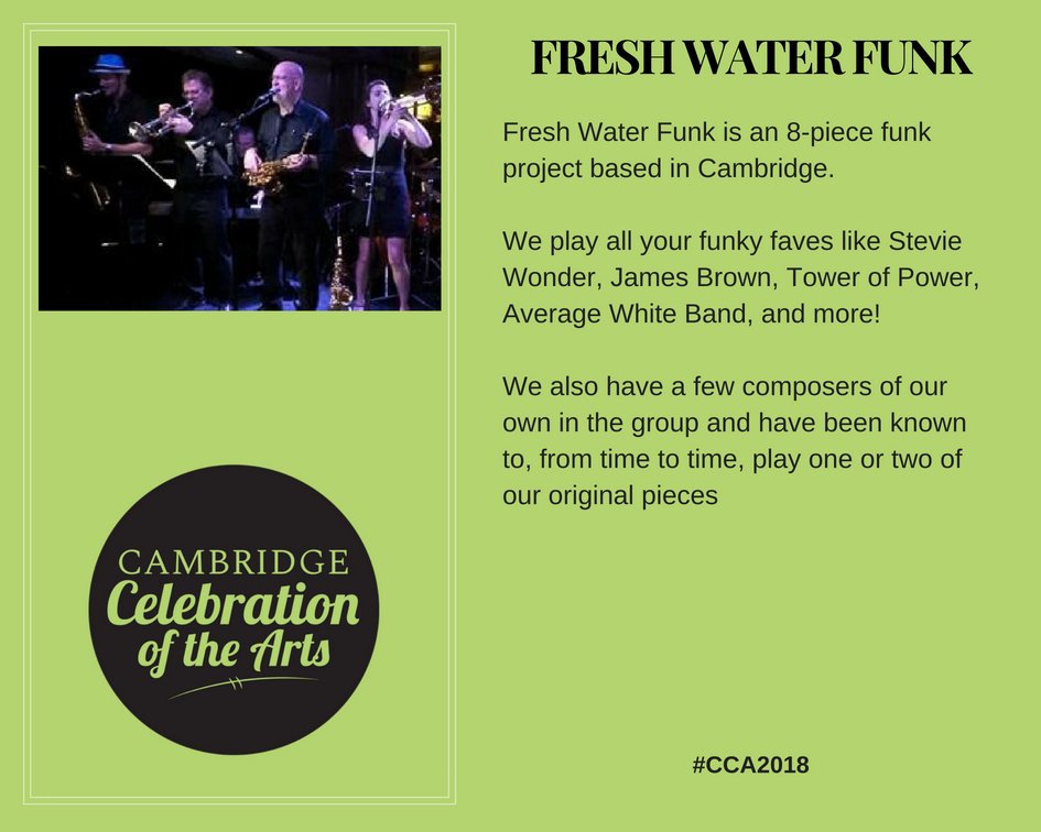 CambridgeMCA's tweet photo. Fresh Water Funk are playing on their turf. From funky favs like Stevie Wonder to James Brown and more. https://t.co/f7sbpXwRFe
#cbridge #cambridge #CCA2018 #visual #FreshWaterFunk #kwawesome #artsweekend #localartists https://t.co/MXlQRk8akm