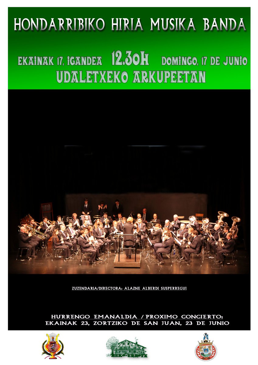 BandaHondarribi's tweet photo. Udaletxeko arkupeetan oraingoan. Entzunaldi berriekin, anima zaitez!! En los arkupes del Ayuntamiento y con primeras audiciones, Animate!! https://t.co/8yJm0MJThE