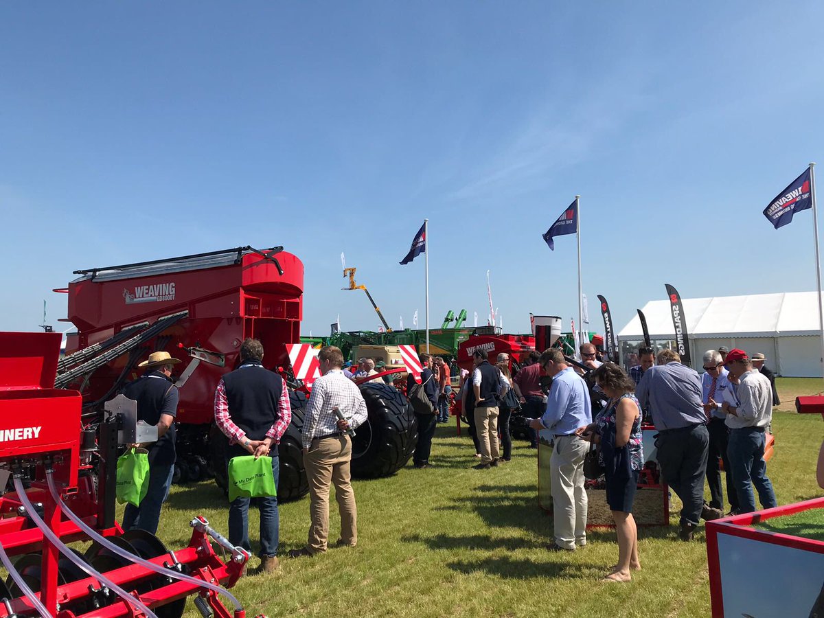 Weaving_Mach's tweet photo. A busy sunny first day of @CerealsEvent, we are looking forward to the same again tomorrow! See you there!! #notill #cereals18 #productlaunch #thebeast #gddrill #GD8000T https://t.co/P5rqz48veQ