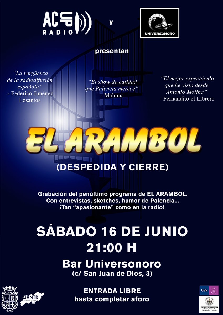 ElArambol's tweet photo. ¡Queda ya poquito para vernos en el @Universonoropal! Recuerda: este SÁBADO 16 desde las 21:00, ¡entrada libre hasta completar aforo! Si te apuntas aquí, el Señor Facebook en persona te avisa: https://t.co/r7GyzE1LB8 https://t.co/ihb5lb5tFy