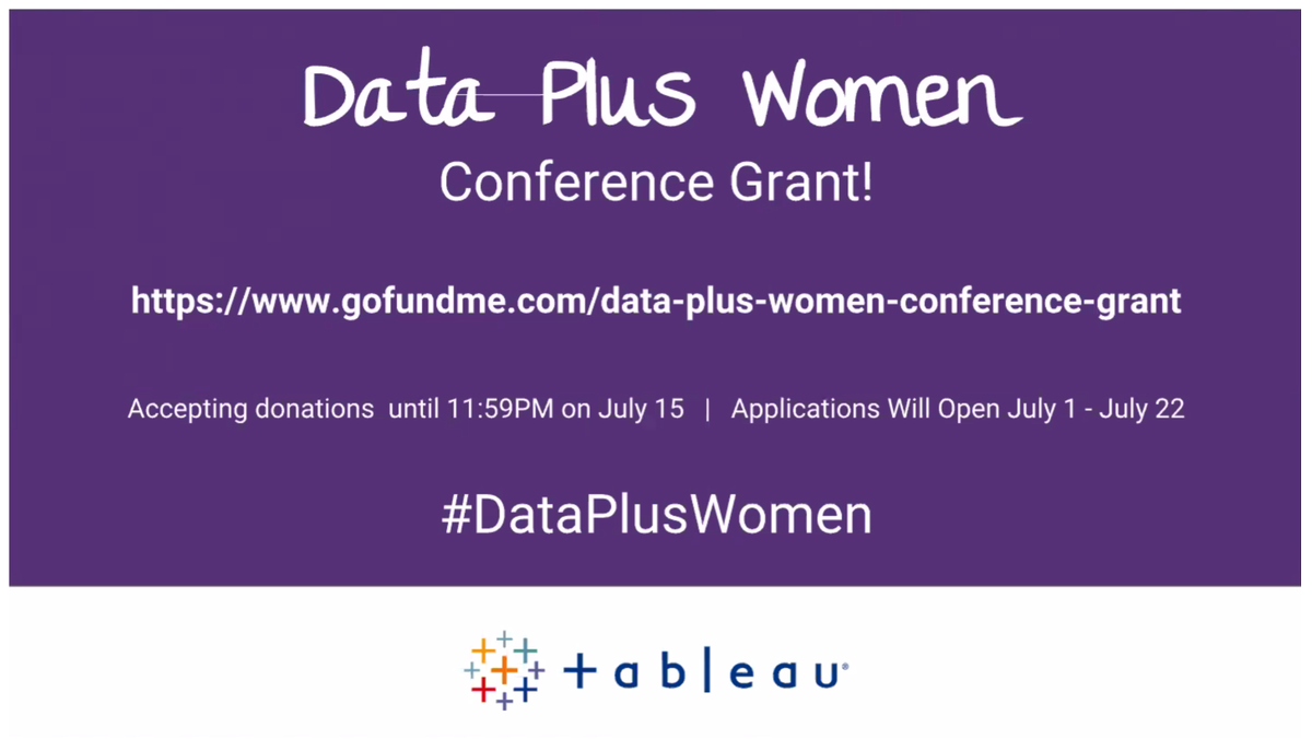 This is awesome! 👩🏻‍💻❤️  Donate to help send a first time #datapluswomen members to #TC18 and if you are a #womanindata trying to get to the #Tableau conference apply for this grant!