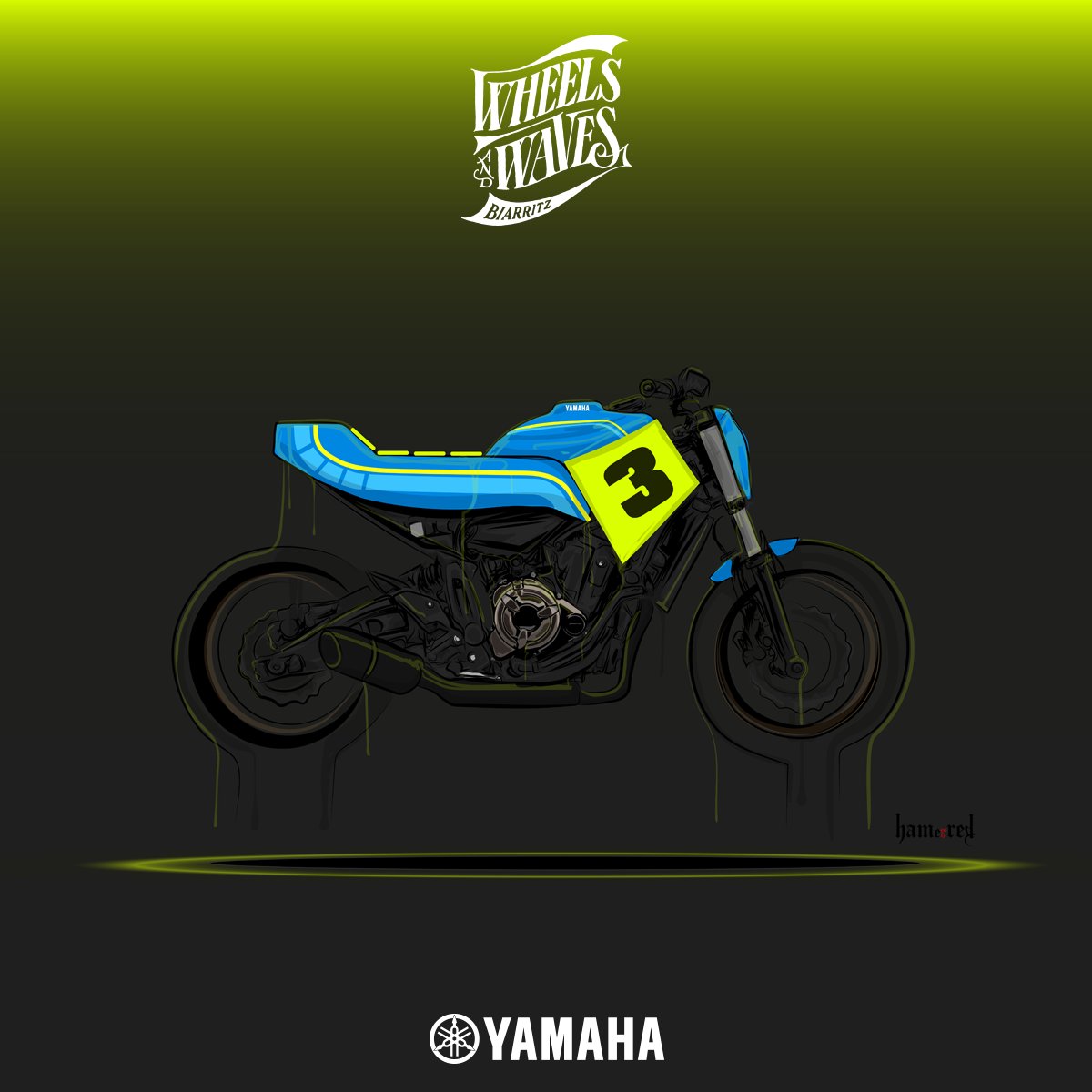 YamahaMotorEU's tweet photo. Check out the latest drawings by the amazing Hamerred! From ๐ฎ๐น the XSR700 by @MissBikerITA, from ๐ฉ๐ช the XSR700 โBantam Racerโ by Yamaha-Klein and last but not least, the XSR700 โOld Engine Smokeโ by Russell Motorcycles from ๐ช๐ธ. Tomorrow, weโre going #BackToTheWaves. https://t.co/AHiGYkFoRq