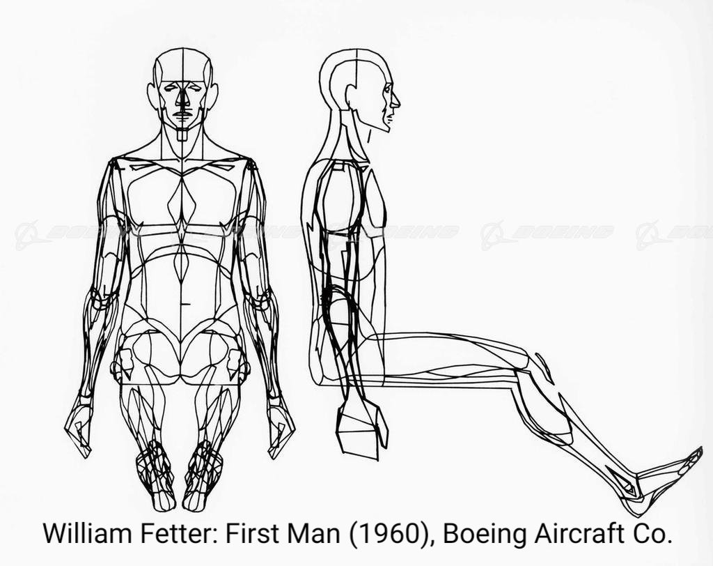 Pulp Librarian on Twitter: "Boeing's William Fetter coined the term  'computer graphics' in 1960. His 'First Man' illustration - part of a short  1964 computer animation - is one of the iconic