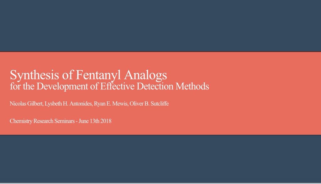 #MANDRAKE PhD student, <a href="/Nick_Gilb/">Nicolas Gilbert</a> delivers a fantastic &amp; informative <a href="/MMUsste/">MMUsste</a> #chemistry research seminar on his work on the synthesis of #fentanyl derivatives &amp; development of effective/sensitive methods for their detection. <a href="/RyanMewis/">Ryan Mewis</a> <a href="/MMUPGRStudents/">MMU PGR Students</a> <a href="/MMUEngage/">Manchester Met Science and Engineering</a> <a href="/MMU_Research/">Research & Innovation at Manchester Met</a>