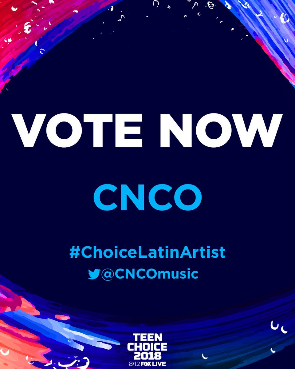 SonyMusicLatin's tweet image. #CNCOwners, ¡Los chicos de @CNCOmusic están nominados a los @TeenChoiceFOX! 😍 Ya pueden votar por ellos. 🎊 #ChoiceLatinArtist.