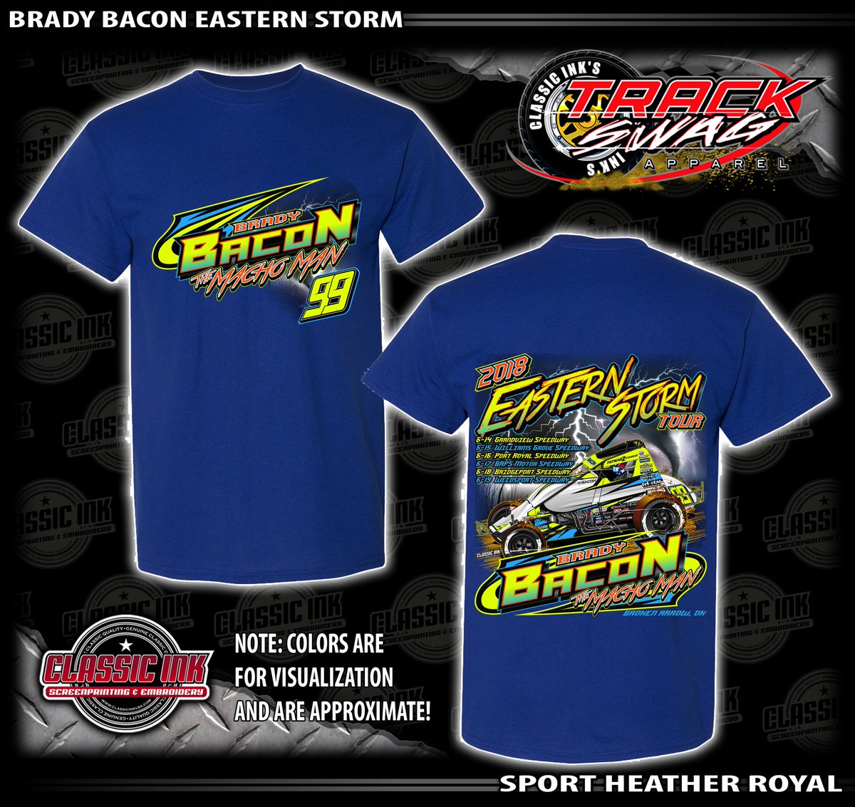 BradyBaconRacin's tweet photo. 2018 @USACNation 99 #EasternStorm shirts will be available all week long!!!! If you’re unable to make it to a track this week to pick one up RT this post and you will be entered into a drawing to win this shirt!! You have until midnight to RT!! https://t.co/H0VM4SZdwQ