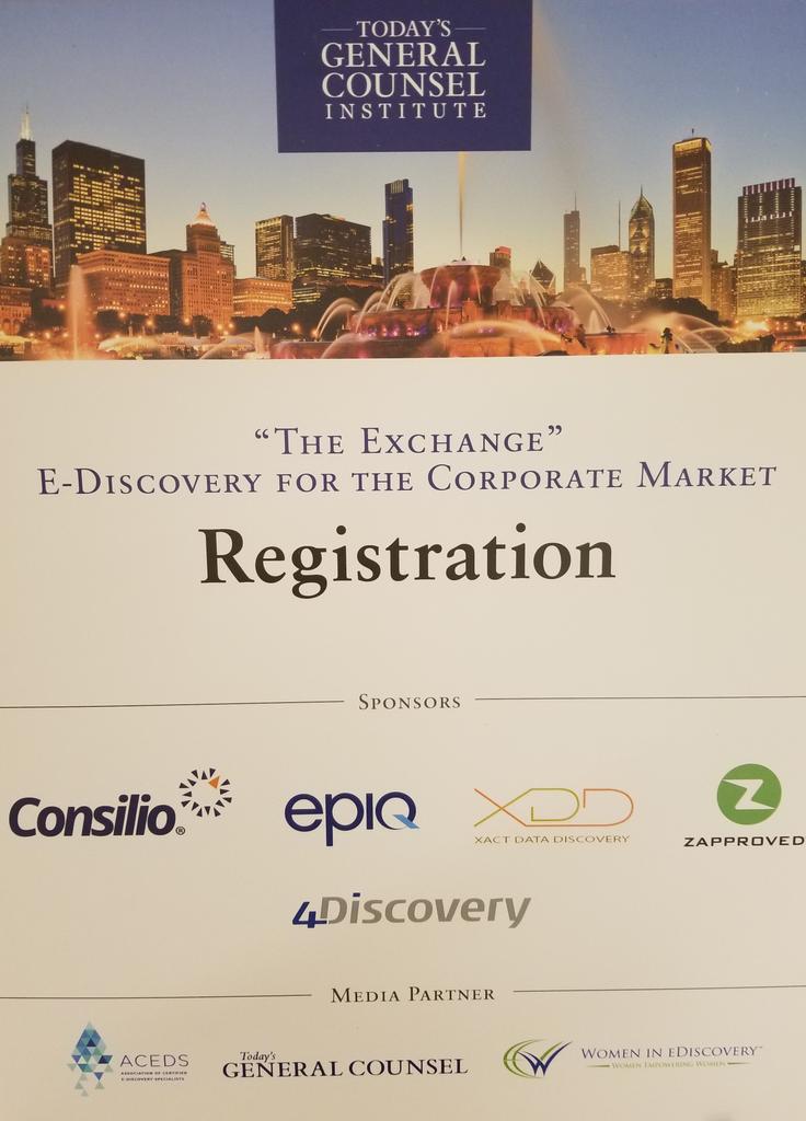 TodaysGC's tweet photo. Thank you to our #TGCeDiscChicago sponsors and media partners! @ConsilioGlobal @EpiqGlobal @XactData @Zapproved @4Discovery @acedsonline and @WiEupdates https://t.co/hlfuJ9immT