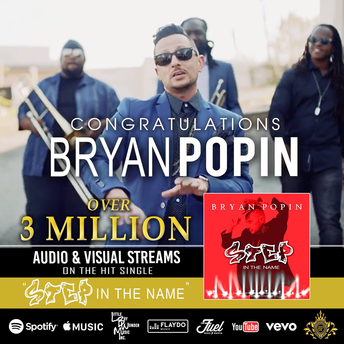 BryanPopin's tweet image. #StepInTheName #24 this week on @billboard Gospel radio! This now earns Popin his 4th career Top 25 single at radio. Let’s continue to bring ppl together &amp;amp; encourage each other with a lil feel good music. @spotify @applemusic @itunes @googleplaymusic @youtube @youtubemusic @vevo