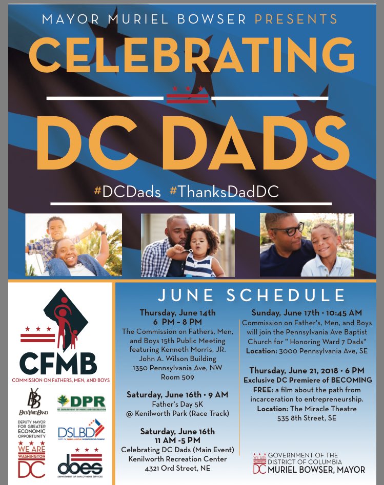 DYRSDC's tweet image. On June 16th, we are promoting healthy lifestyles for #DCDads. Join @DC_CFMB &amp;amp; @DC_DPR for the #FathersDay 5K at Kenilworth Park. Signup today fathersday5k.splashthat.com