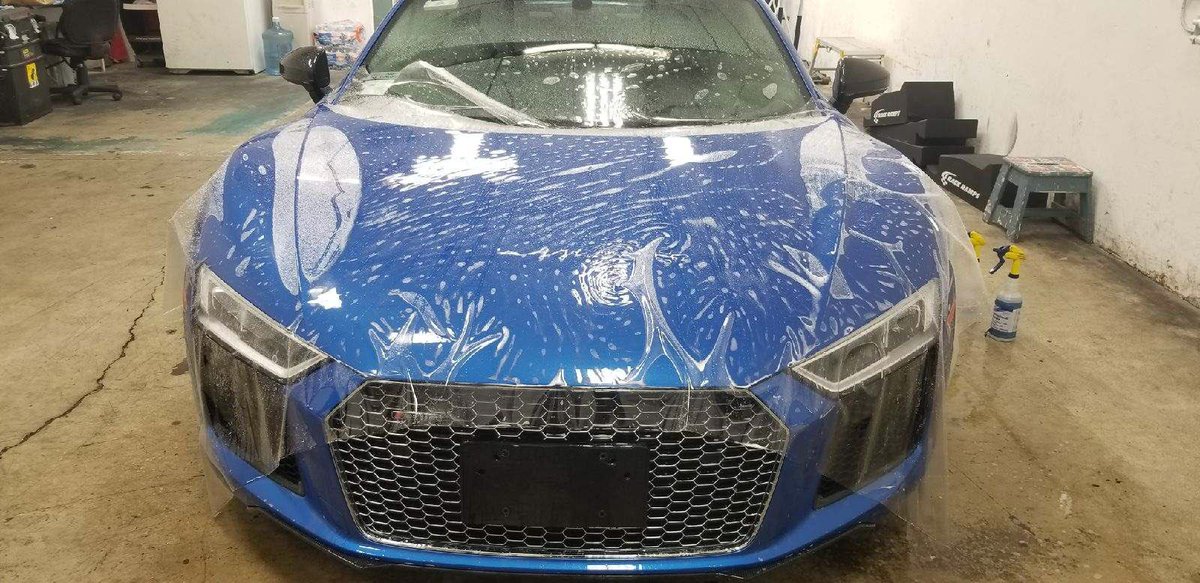 AVOclearbra's tweet photo. Gorgeous 18” Audi R8 from our friends at Audi Concord just finished installation of our Maxim Clear Armor pack. No rock chips #audir8 #supercars #exotics  #carwrap #detailing #suntek https://t.co/Oy1eJv8TB0