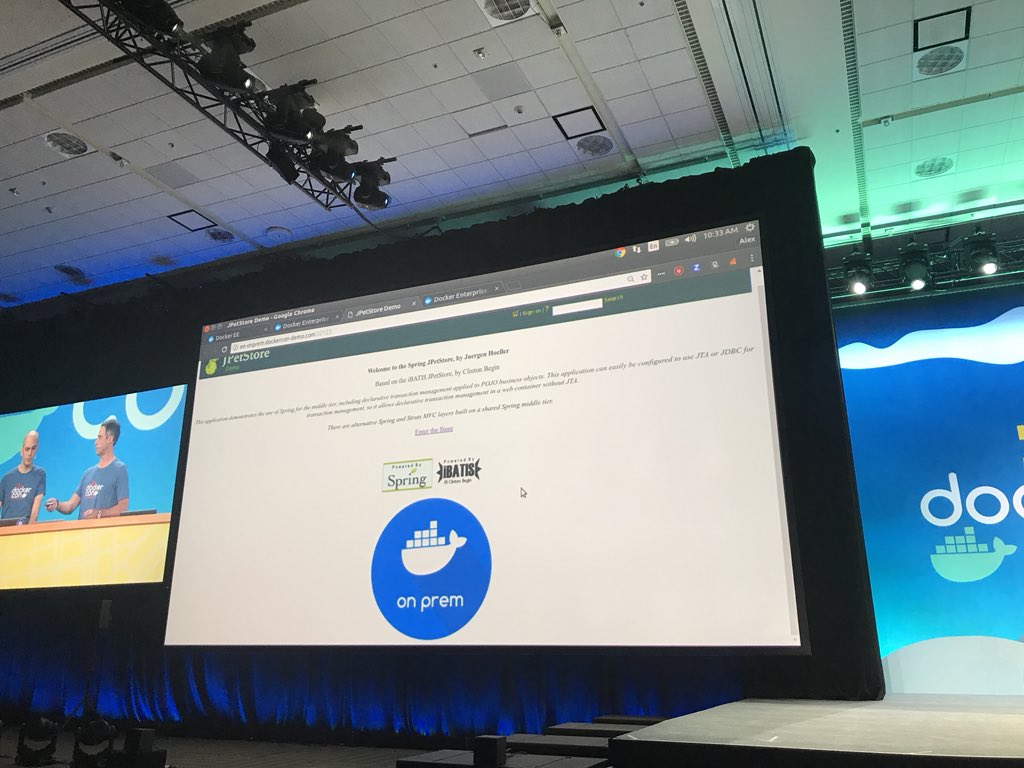 thaJeztah's tweet photo. Managing multiple clusters; migrate from on-prem to cloud with a single click! All from the Docker Enterprise Edition control pane #DockerCon https://t.co/u70pprEZQP