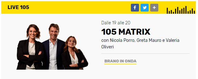 matteosalvinimi's tweet photo. Ora in diretta su @Radio105! Potete seguirmi anche in streaming qua.
🔴 > https://t.co/jOUq9p5XrC #105matrix https://t.co/O7p0aInPFp