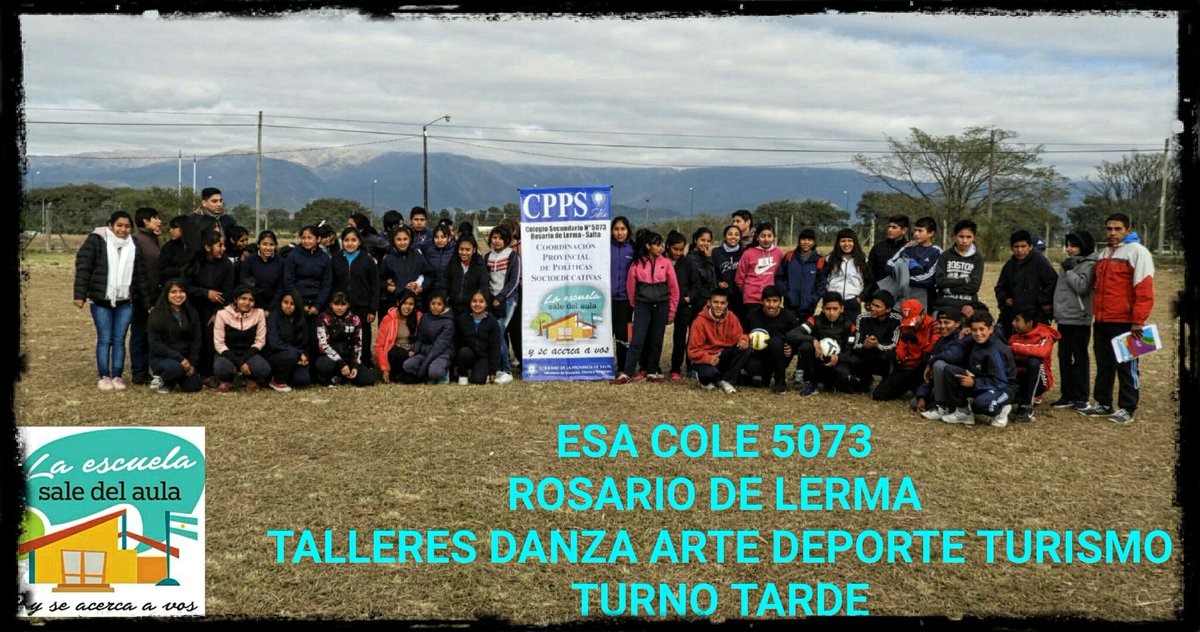 tomasEsantander's tweet photo. ESA COLEGIO SECUNDARIO 5073 ROSARIO DE LERMA
TALLERES DANZA ARTE DEPORTE Y TURISMO.... #Pormasniñosyjovenesfelices
@MEducacionSalta @AlancayDel @feyc_ines @fguillesaavedra @MartaMariaMerlo @artydance23 https://t.co/97MOv7b4WJ