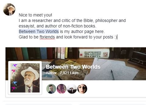 Please, have a look at my author fb page Between Two Worlds :)
facebook.com/dhristov.autho…