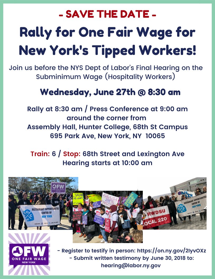 NYWorkerFed's tweet photo. Rally for One Fair Wage for NY Tipped Workers https://t.co/lopAbiQqpx https://t.co/g9ArtRRAJW