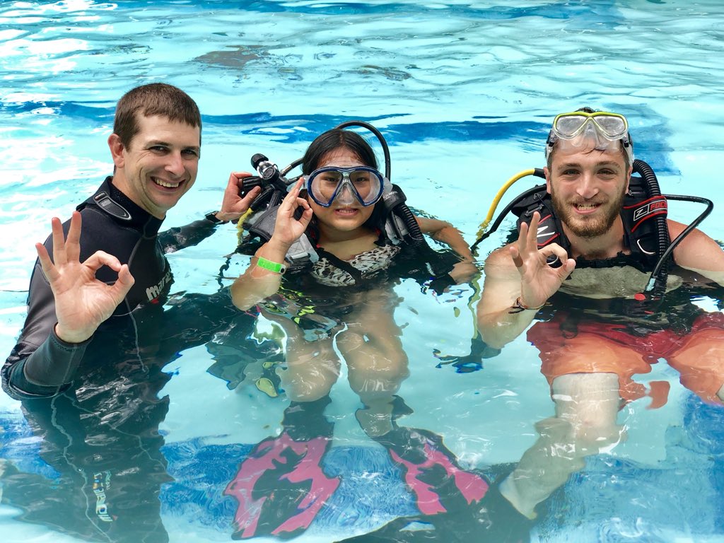 CampRileyIN's tweet photo. Yesterday for #TrySomethingNewTuesday we had the folks from IU Academic Diving at camp to teach our campers how to scuba dive and snorkel! #adaptedscuba #sports #PADI https://t.co/BjPpGCMJza