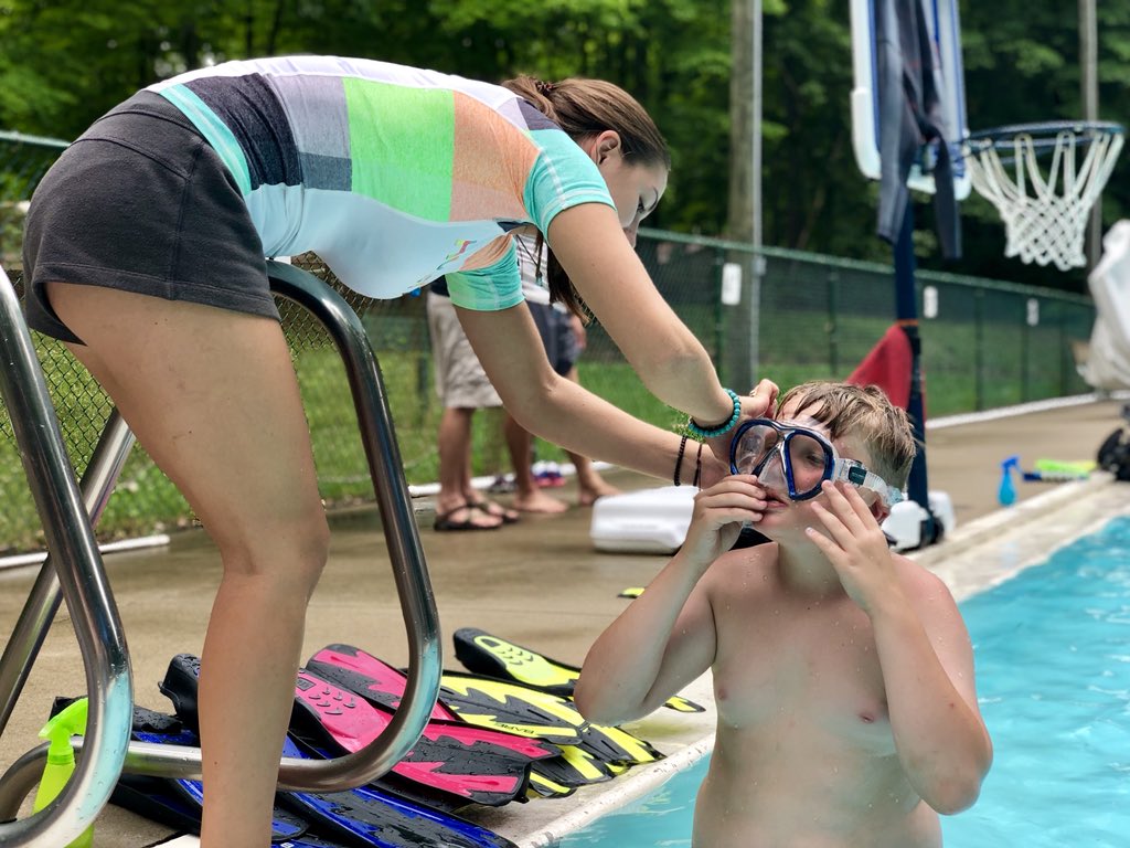 CampRileyIN's tweet photo. Yesterday for #TrySomethingNewTuesday we had the folks from IU Academic Diving at camp to teach our campers how to scuba dive and snorkel! #adaptedscuba #sports #PADI https://t.co/BjPpGCMJza