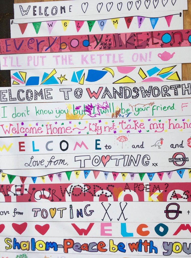 tttooting's tweet photo. We’ve had a super creative & thoughtful #SignsofWelcome workshop at @smmwandsworth. At the other end of #Tooting we’re thrilled to offer ‘Signs’ @SproutArts Friday 15th 4:00-5:30. All welcome!
@RefugeeWeek @CARAS_LDN @furzedown_net @FurzedownFun @hilaryjennings @RichardCouldrey https://t.co/J5ZV5KZF8R