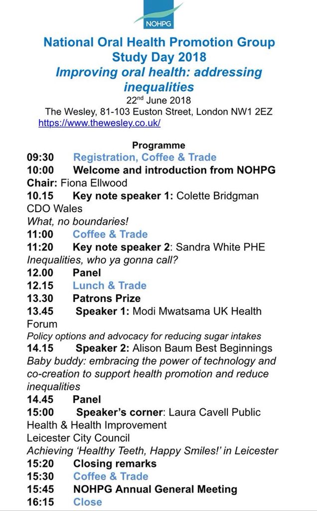 Also looking forward to <a href="/AlisonBaum/">Alison Baum OBE 💚</a> talking about Best beginnings baby buddy: embracing the power of technology and correlation to support health promotion and reduce Health inequalities at the <a href="/NOHPG_UK/">NOHPG</a> on the 22nd June. <a href="/JuliaCsikar/">Julia Csikar</a> <a href="/jenny_godson/">Jenny Godson MBE</a> <a href="/FIONAELLWOOD/">Fiona Ellwood</a> <a href="/bascd_uk/">British Assn. for the Study of Community Dentistry</a>